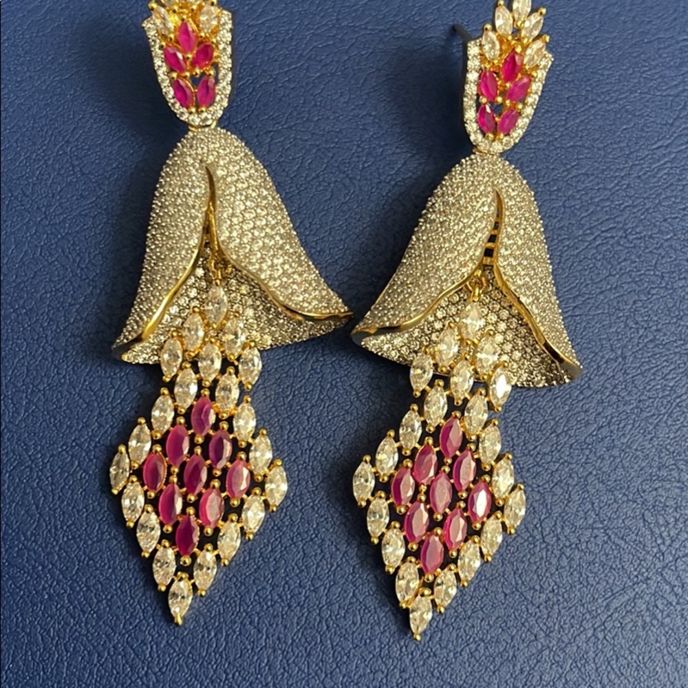 American diamond ruby earrings